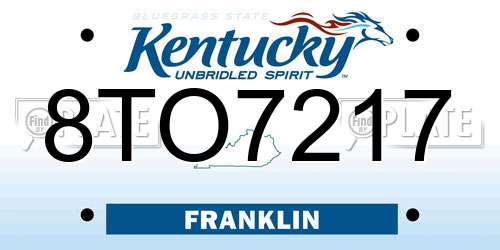 8TO7217 Kentucky License Plate