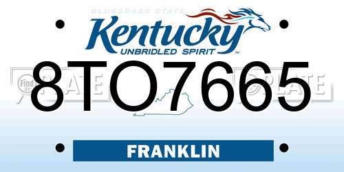 8TO7665 Kentucky License Plate