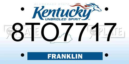 8TO7717 Kentucky License Plate