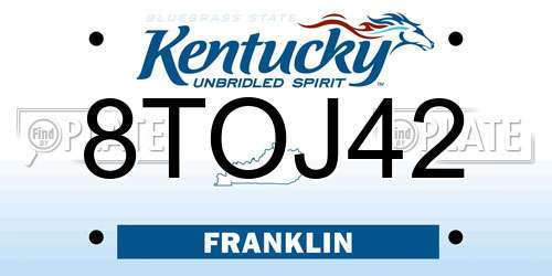 8TOJ42 Kentucky License Plate