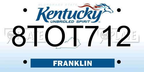 8TOT712 Kentucky License Plate