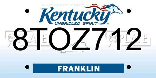 8TOZ712 Kentucky License Plate