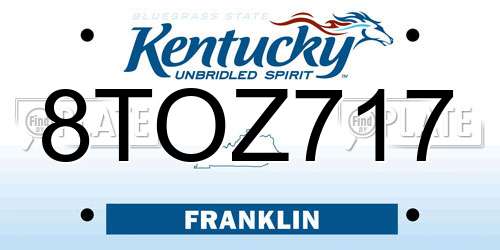 8TOZ717 Kentucky License Plate