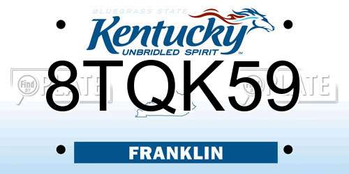 8TQK59 Kentucky License Plate