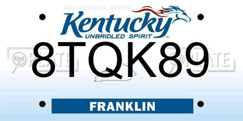 8TQK89 Kentucky License Plate
