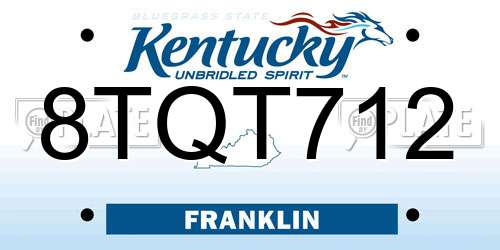8TQT712 Kentucky License Plate