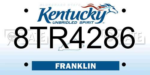 8TR4286 Kentucky License Plate