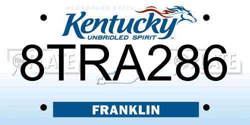 8TRA286 Kentucky License Plate