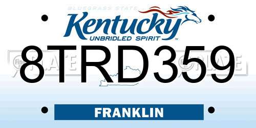 8TRD359 Kentucky License Plate