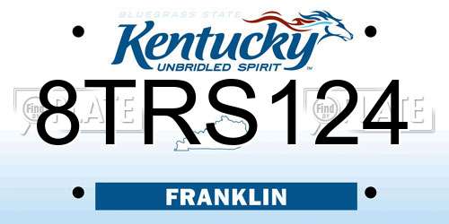 8TRS124 Kentucky License Plate
