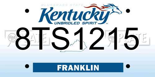 8TS1215 Kentucky License Plate