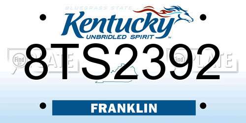 8TS2392 Kentucky License Plate