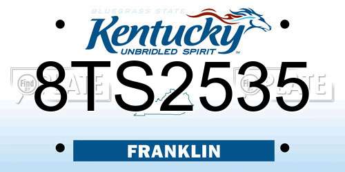 8TS2535 Kentucky License Plate