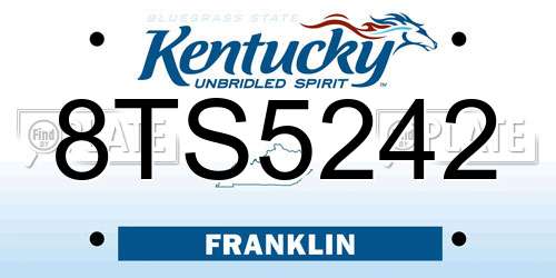 8TS5242 Kentucky License Plate