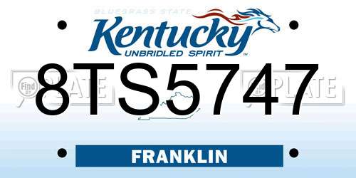 8TS5747 Kentucky License Plate