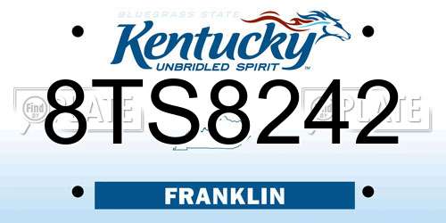 8TS8242 Kentucky License Plate