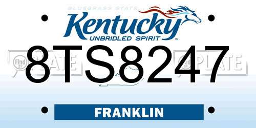 8TS8247 Kentucky License Plate