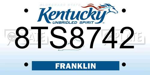 8TS8742 Kentucky License Plate