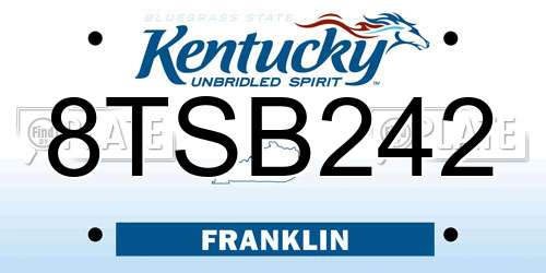 8TSB242 Kentucky License Plate