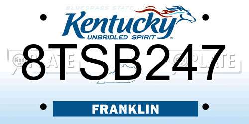 8TSB247 Kentucky License Plate