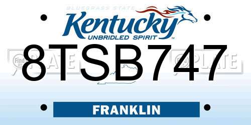 8TSB747 Kentucky License Plate