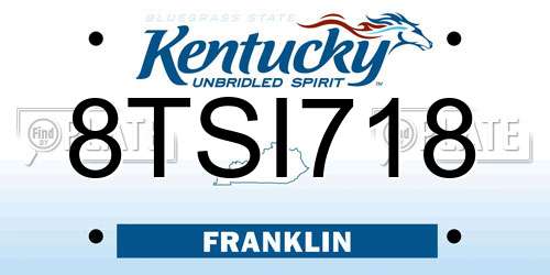 8TSI718 Kentucky License Plate