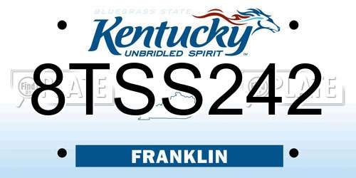 8TSS242 Kentucky License Plate