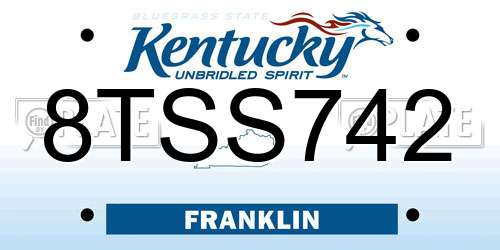 8TSS742 Kentucky License Plate