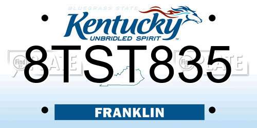8TST835 Kentucky License Plate