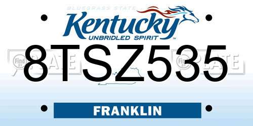 8TSZ535 Kentucky License Plate