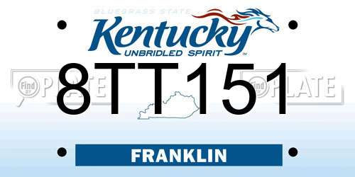 8TT151 Kentucky License Plate