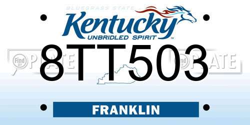 8TT503 Kentucky License Plate