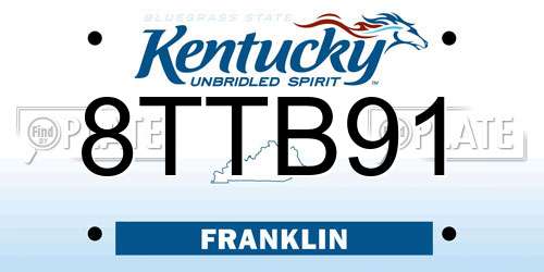 8TTB91 Kentucky License Plate