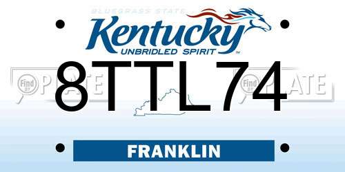 8TTL74 Kentucky License Plate