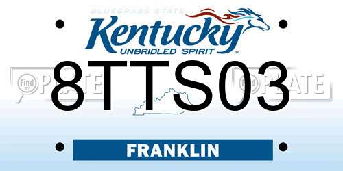 8TTS03 Kentucky License Plate