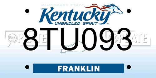 8TU093 Kentucky License Plate