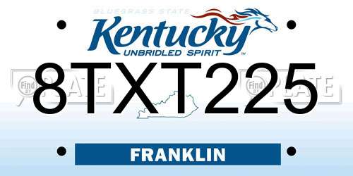 8TXT225 Kentucky License Plate