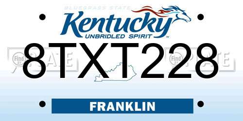 8TXT228 Kentucky License Plate