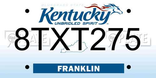 8TXT275 Kentucky License Plate