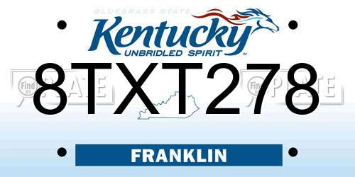 8TXT278 Kentucky License Plate