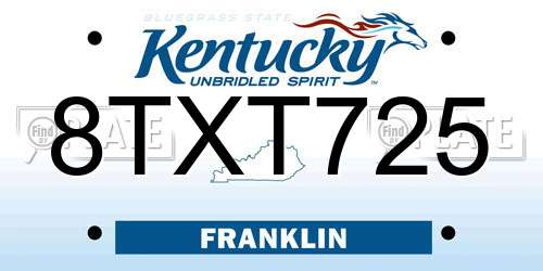 8TXT725 Kentucky License Plate