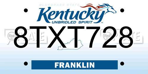8TXT728 Kentucky License Plate