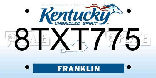 8TXT775 Kentucky License Plate