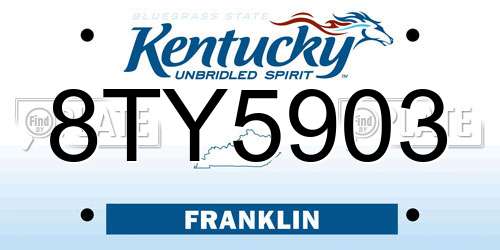 8TY5903 Kentucky License Plate