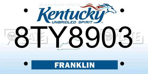 8TY8903 Kentucky License Plate