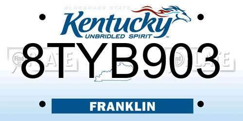 8TYB903 Kentucky License Plate