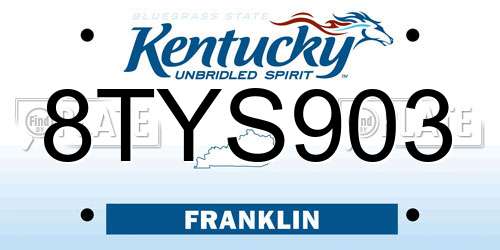 8TYS903 Kentucky License Plate