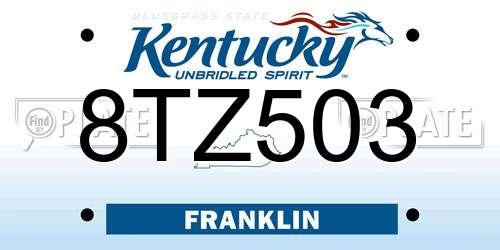 8TZ503 Kentucky License Plate
