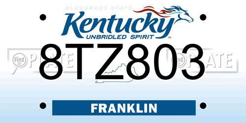 8TZ803 Kentucky License Plate