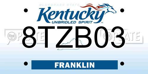 8TZB03 Kentucky License Plate